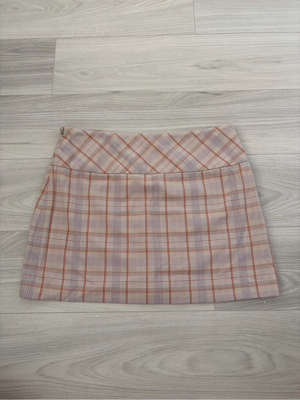 Aritzia Plaid Mini Skirt in Peach and Lavender Tones
